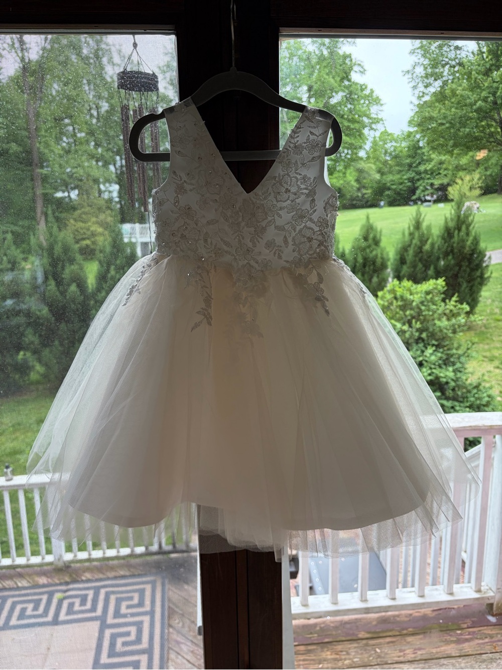 Ivory Lace Bodice Tulle flower girl dress
